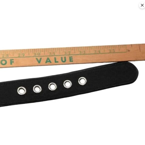 Coach Signature Jacquard Black Canvas Leather Belt Classic Monogram Silver K8 - Picture 13 of 16